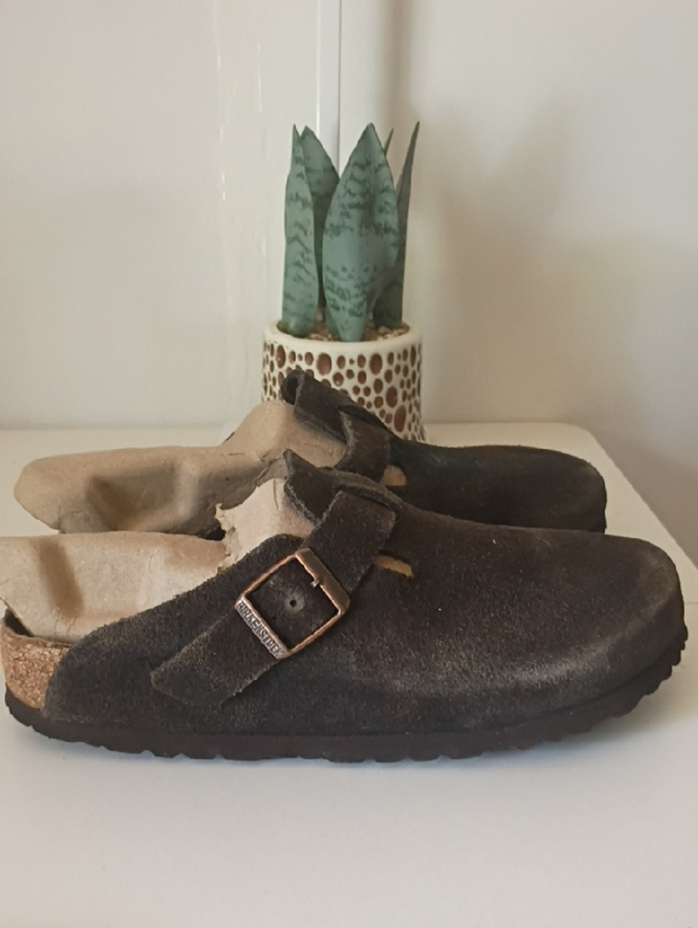 Birkenstock Boston Brown Suede Clogs Size 37 US Women's 6–6.5